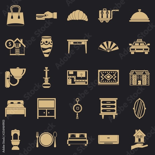 Tourist house icons set. Simple set of 25 tourist house vector icons for web for any design