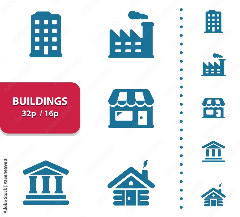 Buildings Icons (4x magnification for preview).
