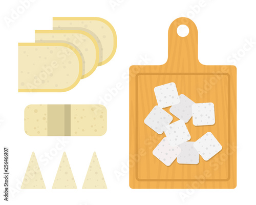 Serving slices of cheese vector flat isolated