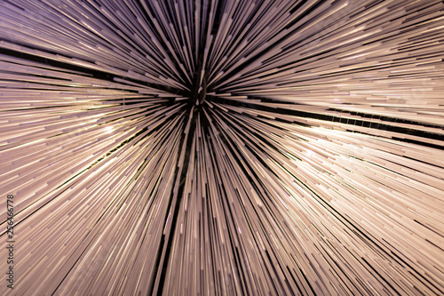 Blue glass lines on the ceiling as an abstract background