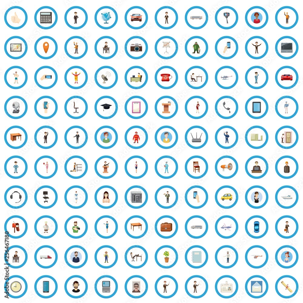 100 job icons set in cartoon style for any design vector illustration 100 job icons set in cartoon style for any design vector illustration