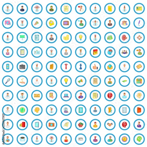 100 job contract icons set in cartoon style for any design vector illustration