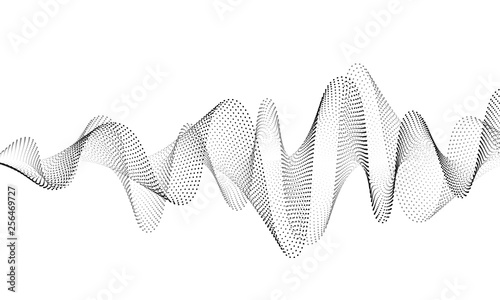 Sound wave vector background. Audio music soundwave. Voice frequency form illustration. Vibration beats in waveform, black and white color. Creative concept photo