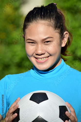 Sporty Athlete Portrait With Soccer Ball © dtiberio
