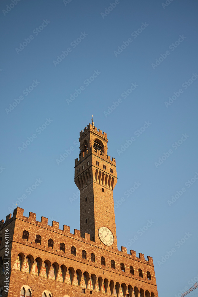 Florence, Italy - February 27, 2019 : View of Palazzo Vecchio