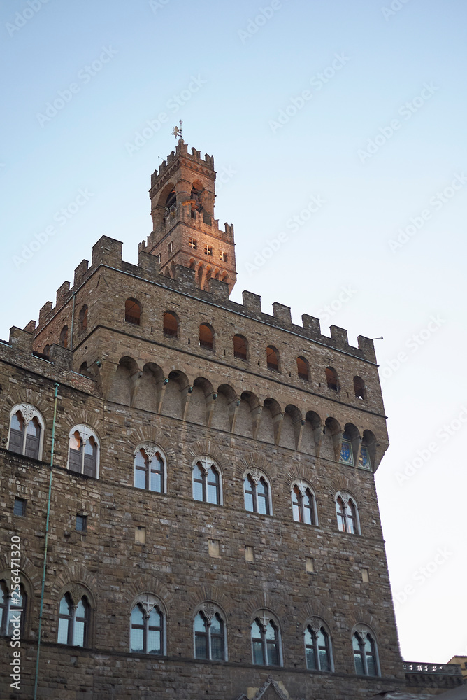 Florence, Italy - February 27, 2019 : View of Palazzo Vecchio