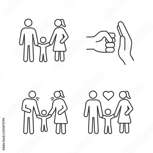 Child custody linear icons set