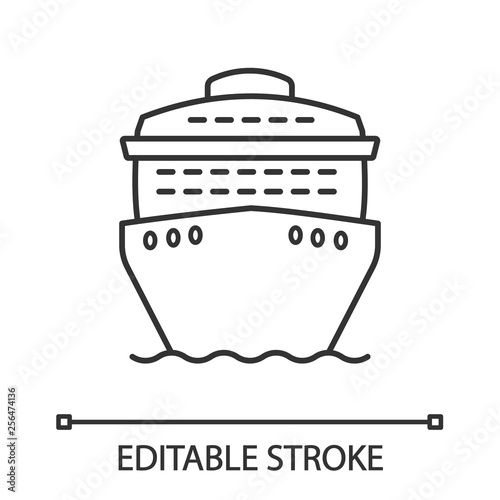 Cruise ship in front view linear icon