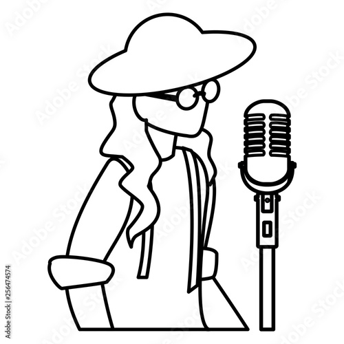 singer with microphone character