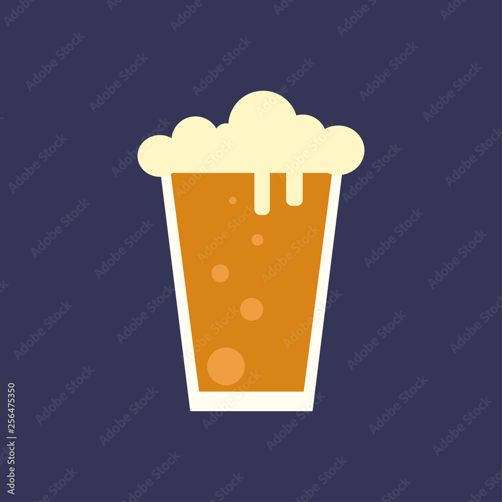 Craft beer glass with foam isolated on background. Mug icon. Alcoholic drinks concept. Vector flat illustration. Craft beer glass with foam isolated on background. Mug icon. Alcoholic drinks concept. Vector flat illustration.