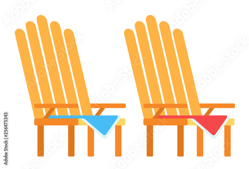 Wooden picnic chairs vector icon flat isolated