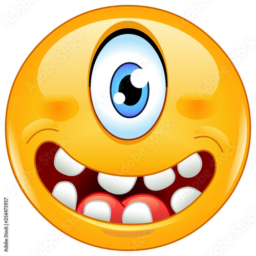 Happy cyclops single eye monster emoticon
