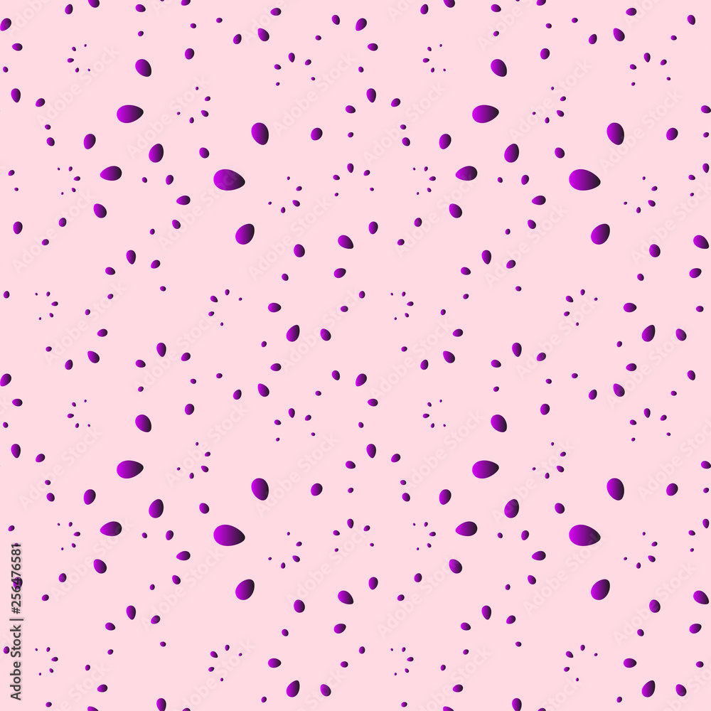 A lot of blueberry drops and petals on a pink background in mother of pearl.