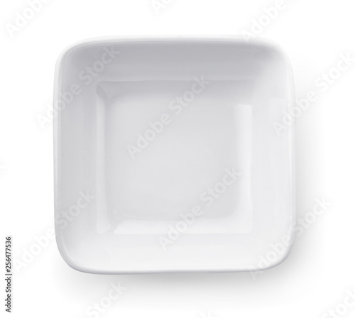 Top view of empty small square bowl