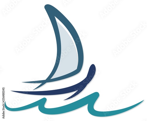 Sailing Vessel Symbol with wave. 