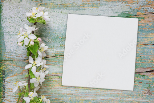 White flowers and paper she...