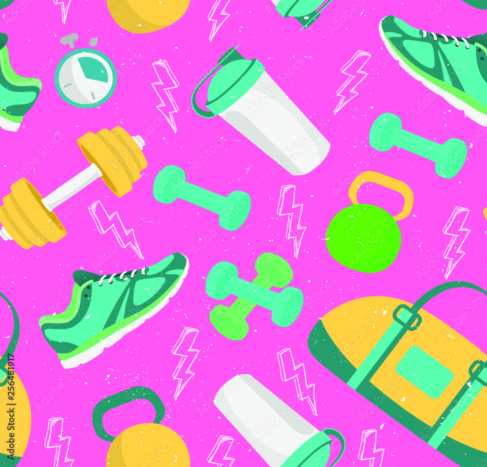 Fitness Elements Seamless Background Vector Illustration Stock Vector Adobe Stock Fitness Elements Seamless Background Vector Illustration Stock Vector Adobe Stock