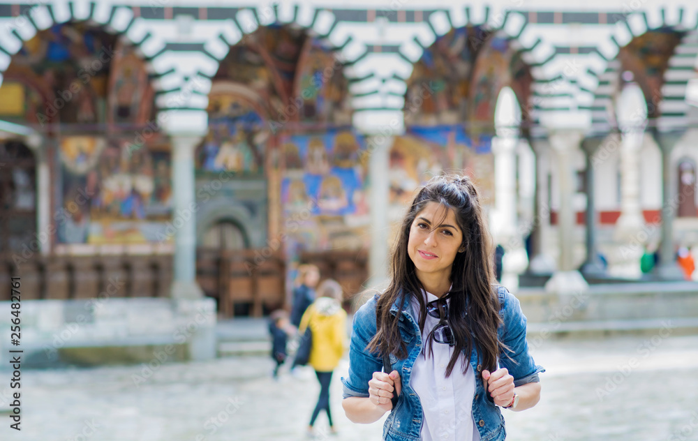Beautiful  Young Woman Traveling in Bulgaria 