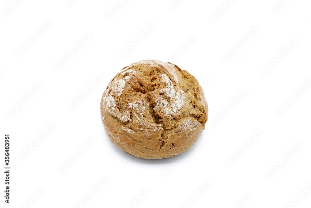 whole-grain bun - freshly baked whole-grain bun isolated on white whole-grain bun - freshly baked whole-grain bun isolated on white