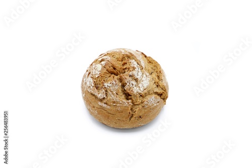 whole-grain bun - freshly baked whole-grain bun isolated on white