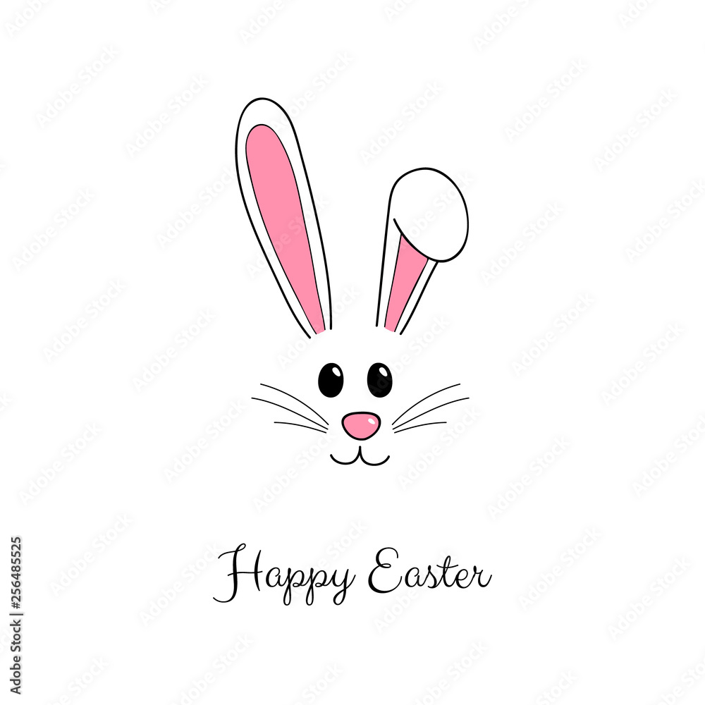 Fototapeta premium Easter bunny - cute poster with wishes. Vector