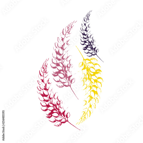 Elegant vintage field summer flower lupins made with ink. Gentle and romantic flower pattern, perfect for prints and patterns, wedding, wrapping, scrapbooking - Stock Illustration.