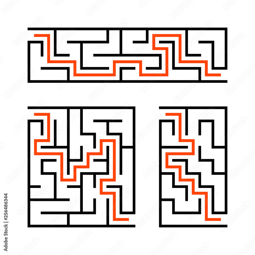 A set of mazes. Game for kids. Puzzle for children. Labyrinth conundrum. Vector illustration. A set of mazes. Game for kids. Puzzle for children. Labyrinth conundrum. Vector illustration.