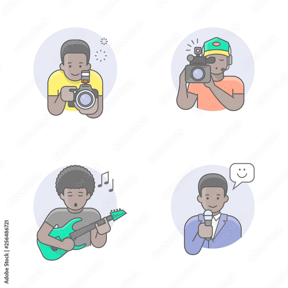 Fototapeta premium Media professions african man avatars