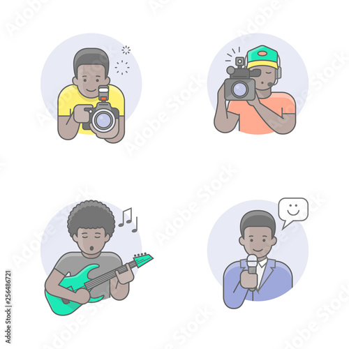 Media professions african man avatars