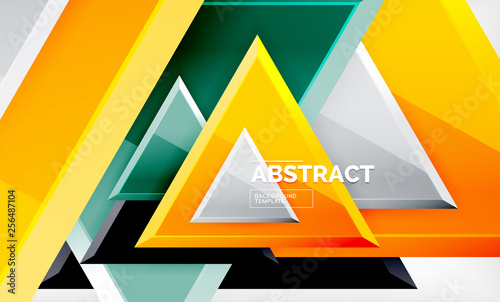 Triangular low poly background design, multicolored triangles