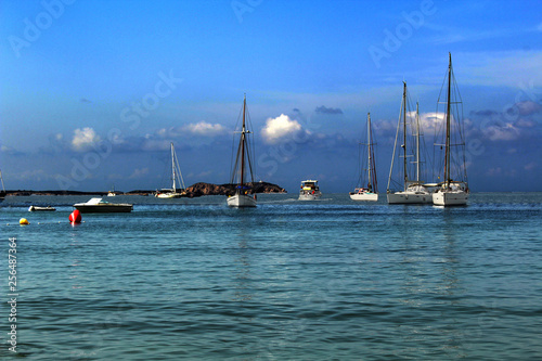Yachts near the island Ibiza