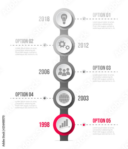 Concept of a gray infographic with business icons. Vector