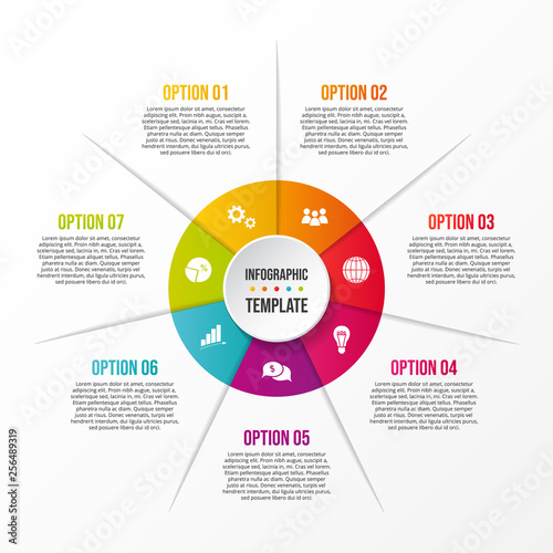 Colorful infograph with business symbols. Vector