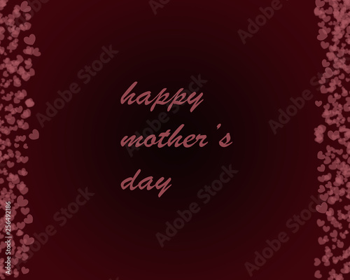 pink heart on red black background ..a card for mother day..vector photo