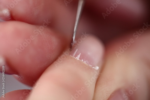 female nail manicure processing