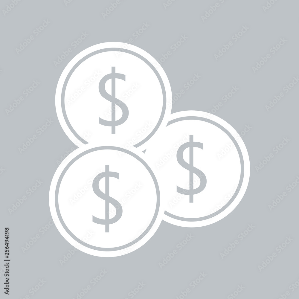 Coin flat icon on gray background, for any occasion Coin flat icon on gray background, for any occasion