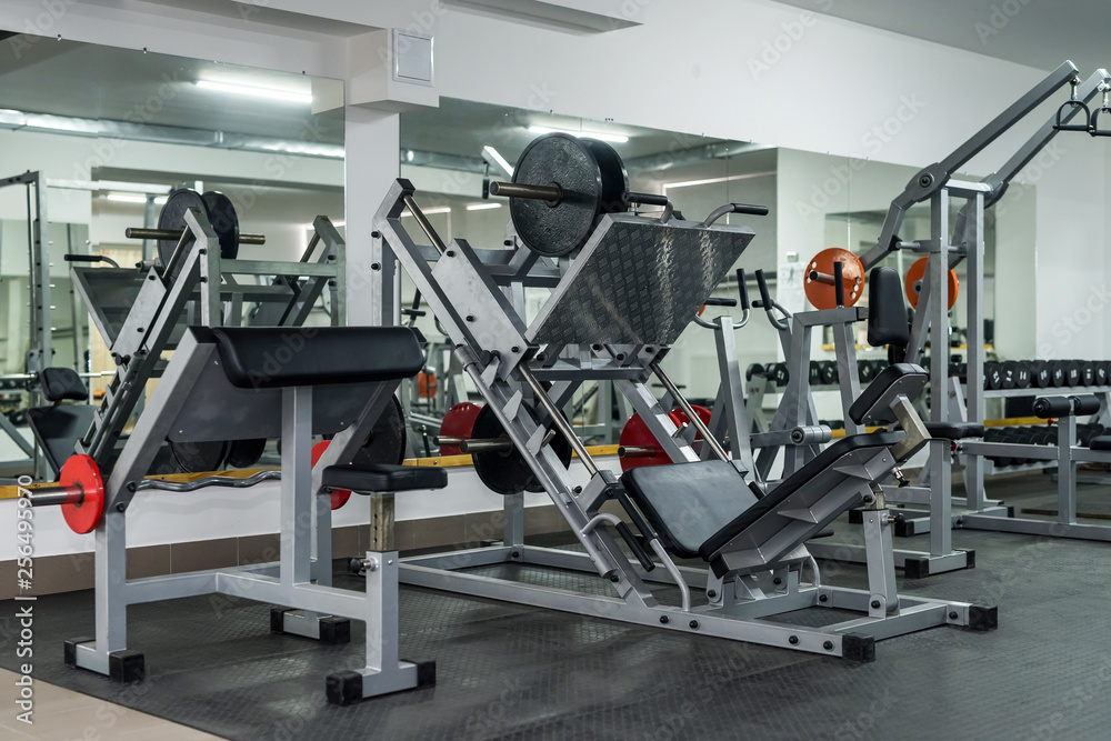 Obraz premium Sport equipment in gym close up .