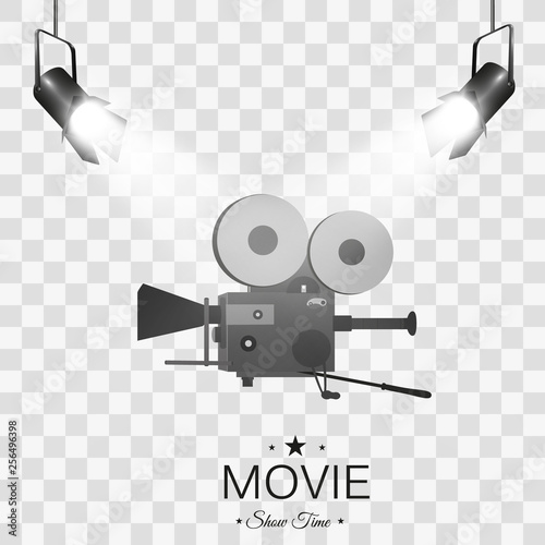 Retro cinema icon with text place, vector illustration