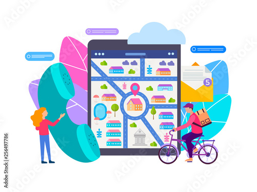 Taking orders online, determining the location via navigation