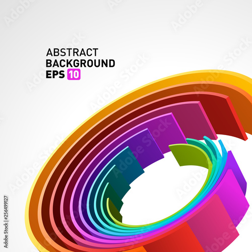 Abstract 3d circle lines in perspective modern vector background.