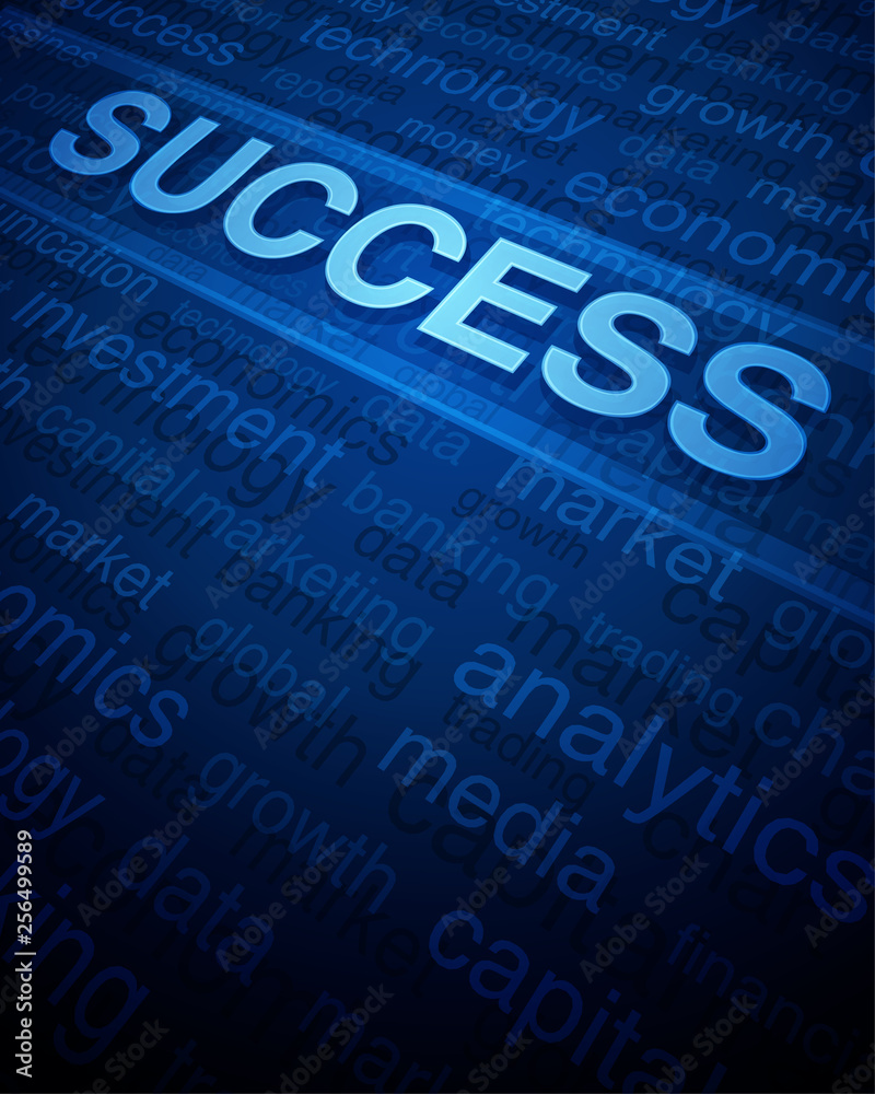 3d success text in perspective with words 3d success text in perspective with words