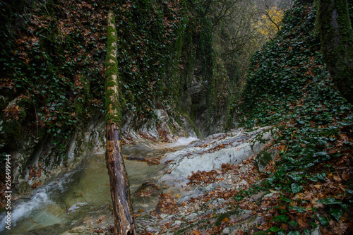 Waterfall in the Lazarevsky district of the city of Sochi 