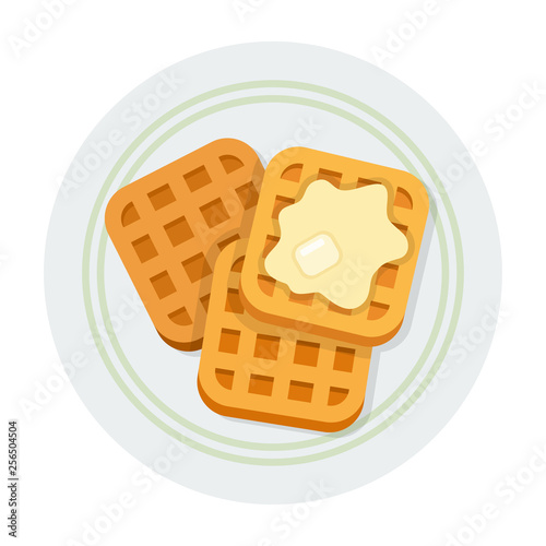 Square waffles with butter vector icon flat isolated