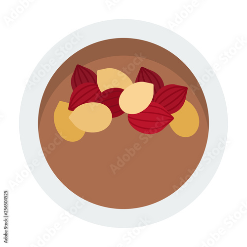 Peeled peanuts in a bowl vector icon flat isolated
