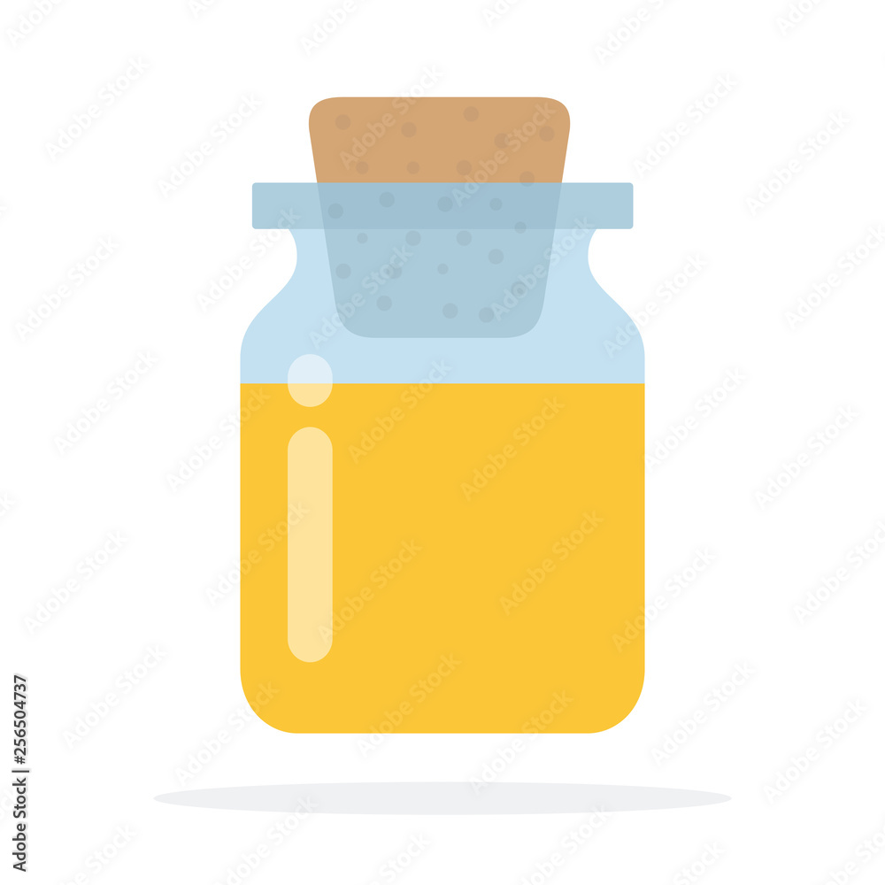 Honey in a glass container with a stopper flat isolated Honey in a glass container with a stopper flat isolated