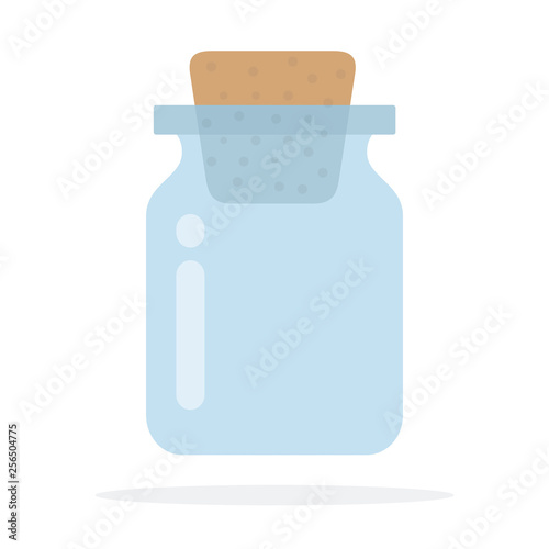 Glass jar with stopper flat isolated