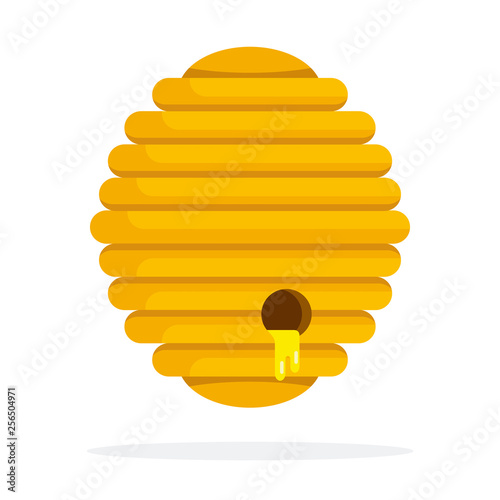 Bee nest with honey flat isolated