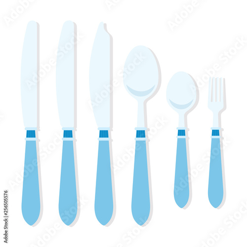Set of cutlery for dinner vector flat isolated