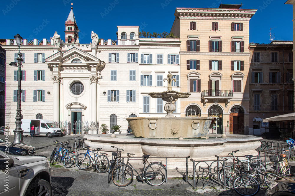 Fototapeta premium piazza farnese, chiesa di santa brigida, roma