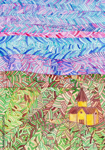 Armenia. Abstract doodle background with lines